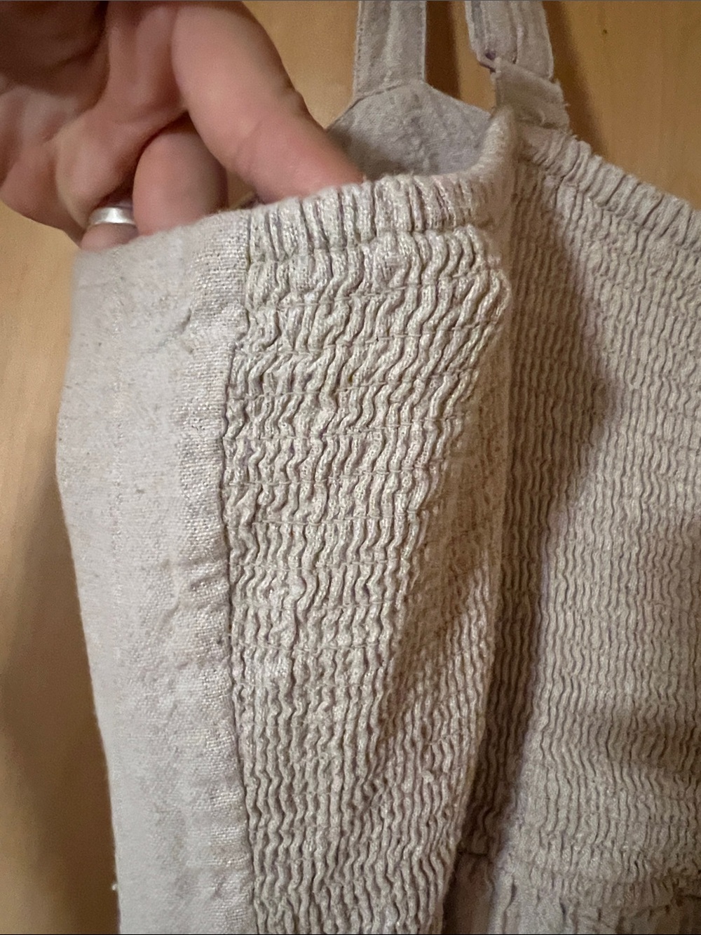Pair of Old Navy Cream Linen and Jean Textured Jumpsuits - Picture 5 of 8